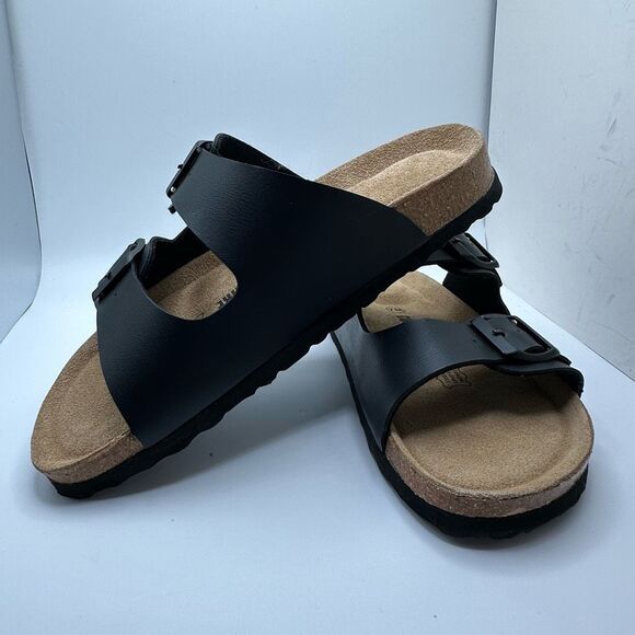 CUSHIONAIRE Women's Cork Footbed Sandal With +Comfort 7 BLACK - Picture 7 of 7